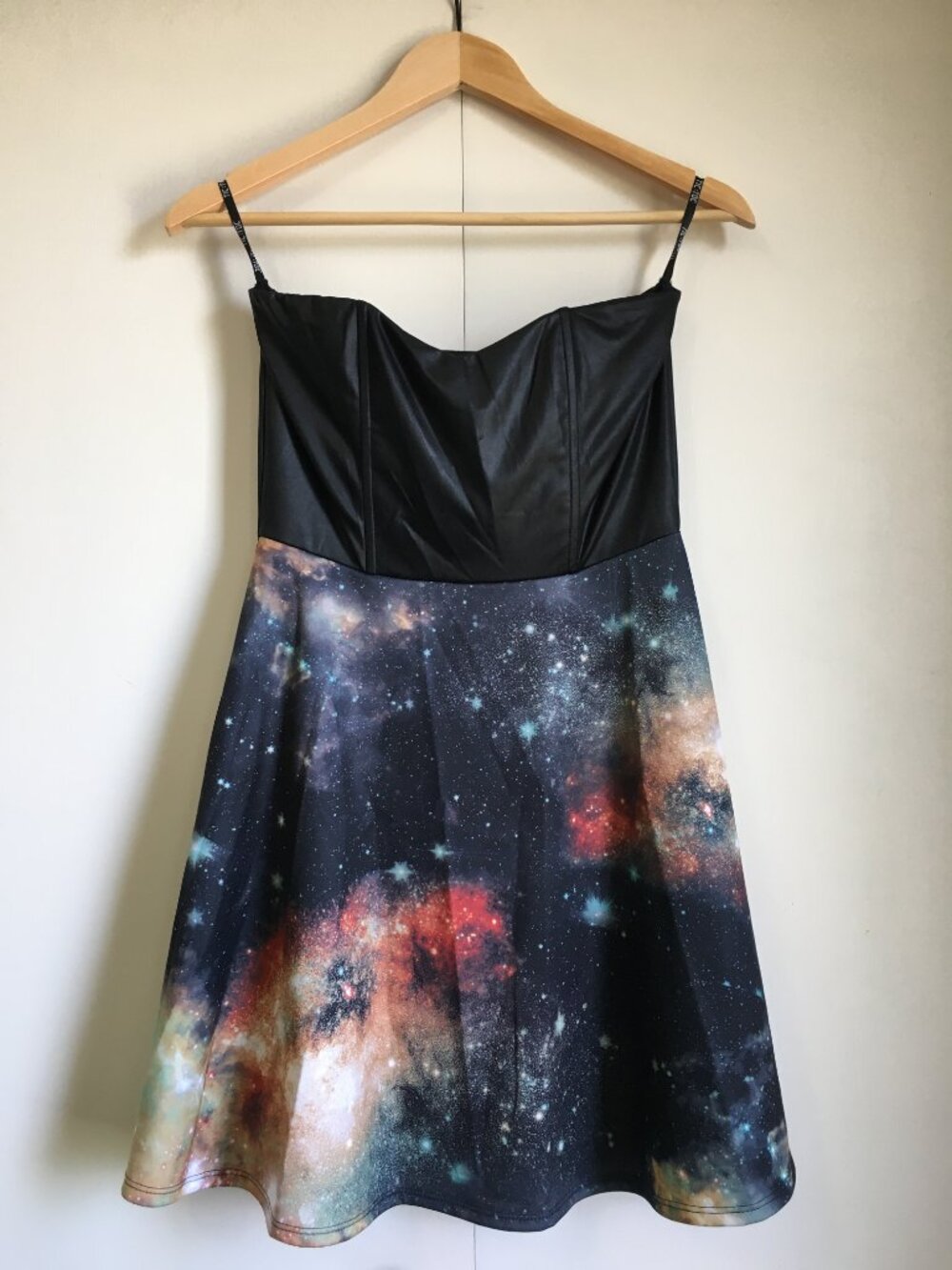 Tic Toc Faux Leather Nebula Galaxy Skater Dress M